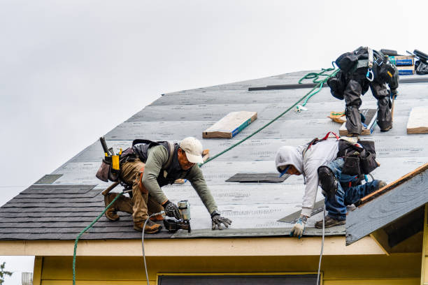 Professional Gutter Installation technician working in Tow, TX